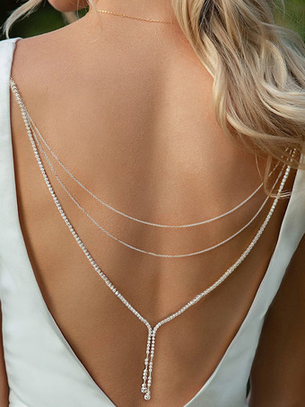 Wedding Statement Necklace Silver Bohemian Rhinestone Girl's