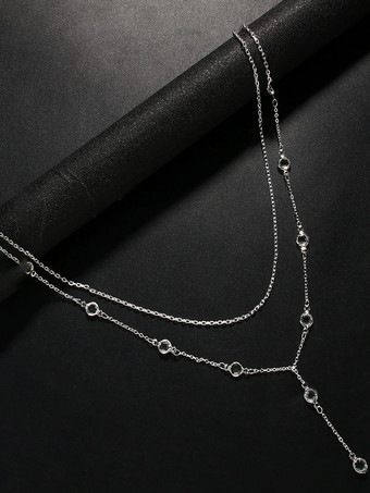 ウェディングステートメントネックレス シルバー ボヘミアン ラインストーン ガールズ