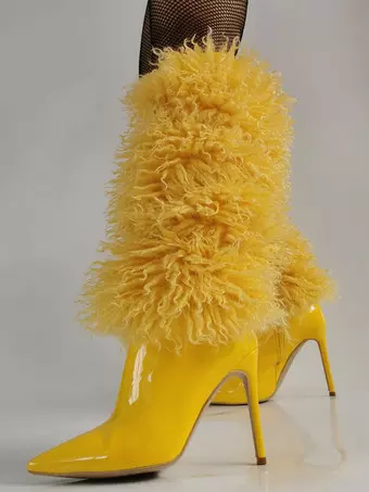 yello⭐︎ YGRITTE FAUX FUR BOOTS Wynter Fluffy Faux Fur Boots- Yellow – Luxechic Couture