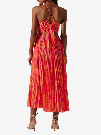 2025年夏向け花柄Vネックロングスリップドレス