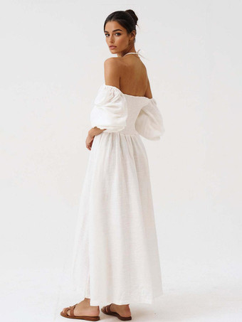 パフスリーブシャーリングロングボヘミアンドレス（スクエアネック）2025