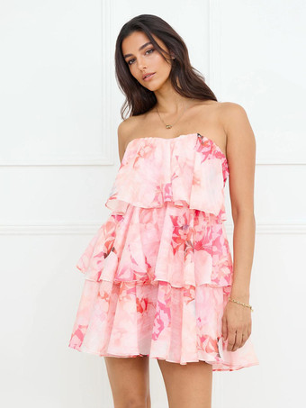 2025年夏のイベントにぴったりな花柄ティアードミニドレス