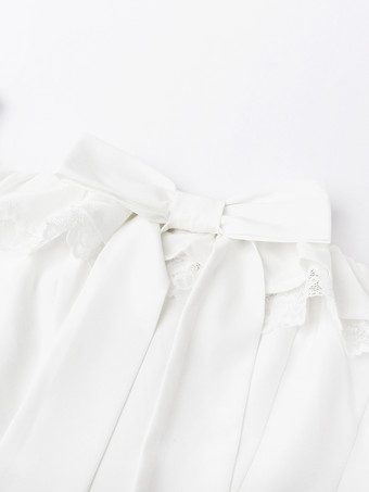 フリルトリム付きホワイトオフショルダーミニドレス 2025