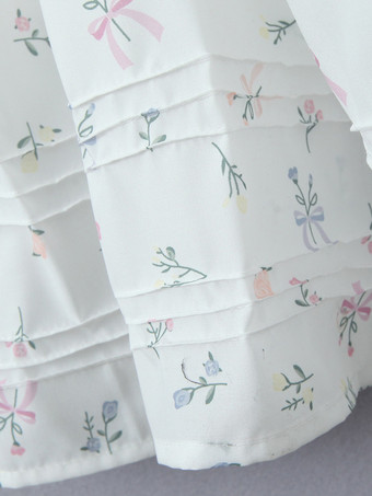 2025年夏向けフローラルプリントのハートネックラインAラインミディドレス