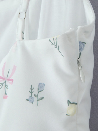 2025年夏向けフローラルプリントのハートネックラインAラインミディドレス