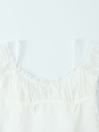 レース半袖ミニドレス（ホワイト）2025