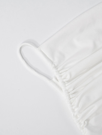 ドローストリングディテール付きホワイトワンショルダープリーツボディコンミニドレス 2025