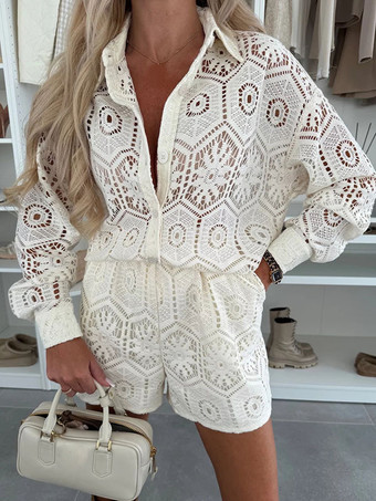 長袖シャツとレースショーツの2ピースコーデセット 2025