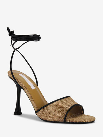 ハイヒールサンダル オープントゥ レースアップ スティレットヒール サンダルシューズ