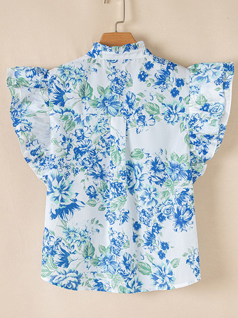 2025年夏にぴったりの花柄フリル袖ブラウス