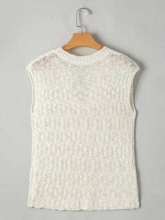 2025年夏にぴったりのホワイトキャップスリーブVネックニットトップス