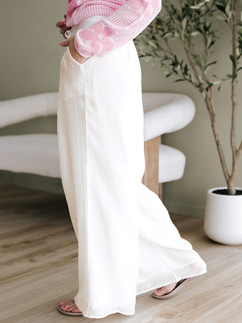 オフホワイト パラッツォパンツ（ウエスト調節可能）2025