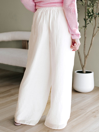 オフホワイト パラッツォパンツ（ウエスト調節可能）2025