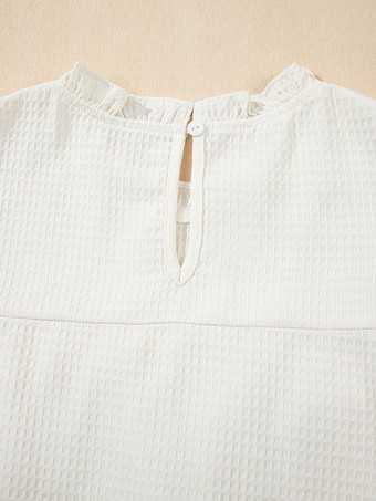 2025年夏向けフリル付きフラッタースリーブブラウス