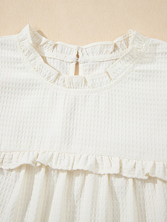 2025年夏向けフリル付きフラッタースリーブブラウス