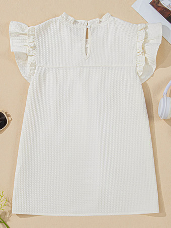 2025年夏向けフリル付きフラッタースリーブブラウス