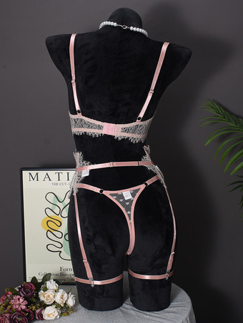 ブライダルウェディングセクシーランジェリー4ピースレースホワイトブラショーツセット