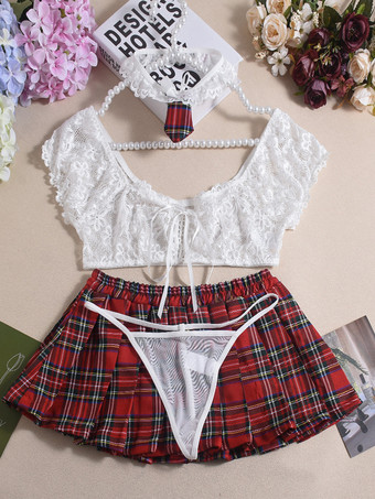 セクシーな女子高生コスチューム レディース Tバックトップ スカート ランジェリー