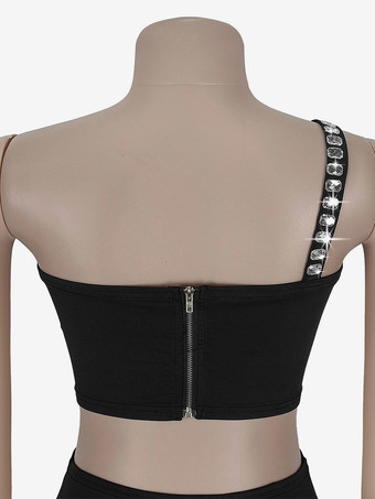 ラインストーン付きワンショルダーボディコンミニドレス（アシンメトリーデザイン）2025