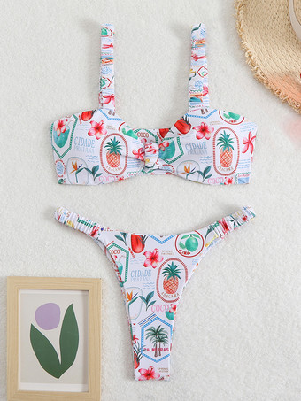 2025年夏のビーチにぴったりのプリントビキニツーピース水着