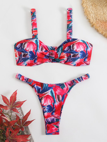 2025年夏のビーチにぴったりのプリントビキニツーピース水着