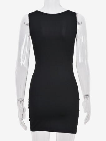 2025年の夜遊びにぴったりの、カットアウト入りのブラックのセクシーなボディコンミニドレス