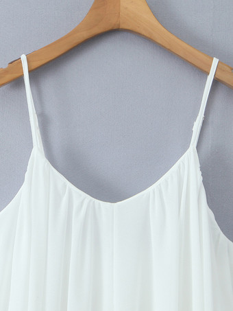 夏のビーチにぴったりなホワイトのミニスリップドレス（Vネック）シフトドレス（2025年）