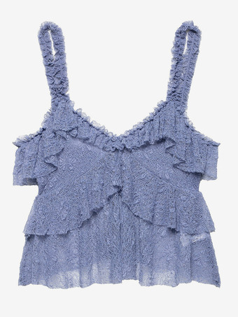 レースクロップキャミソールとシースルーロングスカートのツーピースコーデセット（2025年夏）