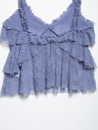 レースクロップキャミソールとシースルーロングスカートのツーピースコーデセット（2025年夏）