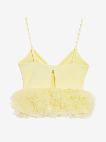 2025年夏向けチュールトリム クロップドキャミソールトップス