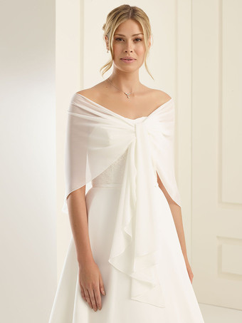 ウェディングラップ アイボリーシフォン ブライダルカバーアップ