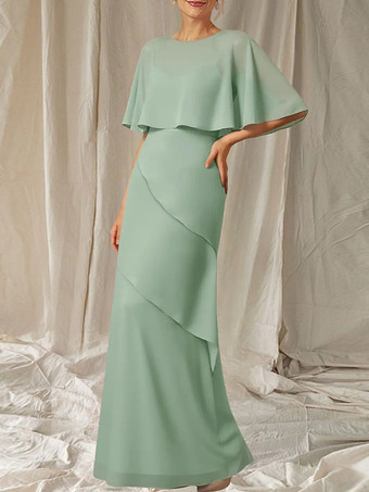 花嫁の母のためのパーティードレス。ジュエルネック、ハーフスリーブ、ボールガウン、フリル、結婚式用ゲストドレス。