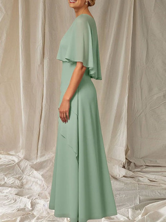 花嫁の母のためのパーティードレス。ジュエルネック、ハーフスリーブ、ボールガウン、フリル、結婚式用ゲストドレス。