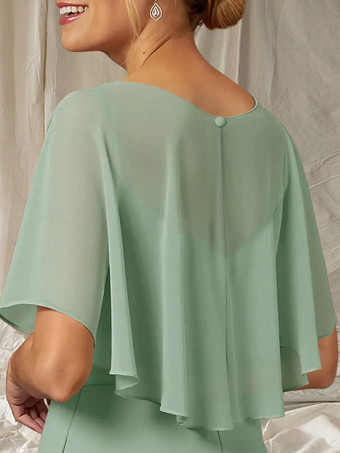 花嫁の母のためのパーティードレス。ジュエルネック、ハーフスリーブ、ボールガウン、フリル、結婚式用ゲストドレス。