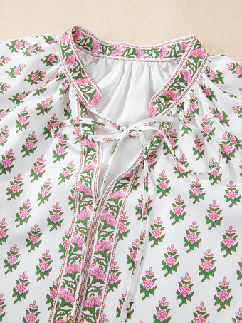 2025年夏にぴったりの花柄プリント半袖ミディ丈シフトドレス