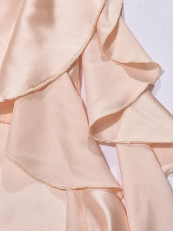 ソフトピンクのアシンメトリーストラップレスミニパーティードレス 2025