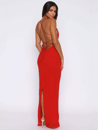 プランジネックライン付きフローラルプリントボディコンマキシスリップドレス 2026