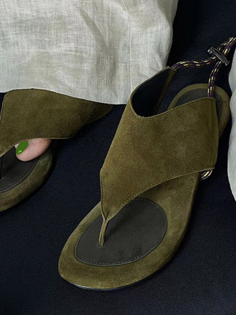 スエードフリップフロップレディースフラットレースアップサンダルシューズ