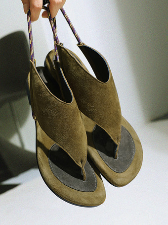 スエードフリップフロップレディースフラットレースアップサンダルシューズ