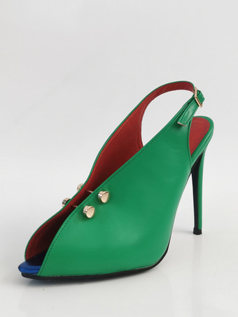 ハイヒールパンプス ピープトゥデザインのハイヒールスリングバックパンプス