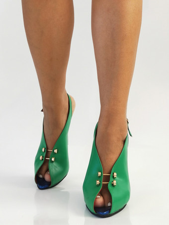 ハイヒールパンプス ピープトゥデザインのハイヒールスリングバックパンプス