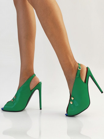 ハイヒールパンプス ピープトゥデザインのハイヒールスリングバックパンプス