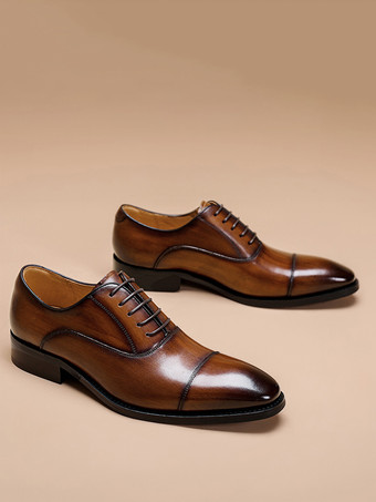 メンズドレスシューズ レザーポインテッドトゥフォーマルダービーシューズ オフィスやプロムに最適