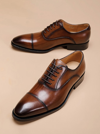 メンズドレスシューズ レザーポインテッドトゥフォーマルダービーシューズ オフィスやプロムに最適