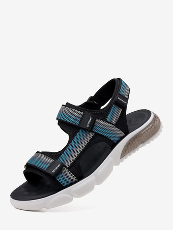 ブルー メンズサンダル メッシュ ビーチ オープンシューズ サマースポーツ エアクッションシューズ