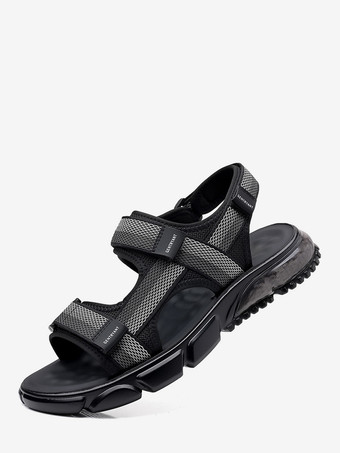 ダークグレー メンズサンダル メッシュ ビーチ オープンシューズ サマースポーツ エアクッションシューズ