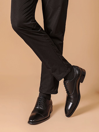 メンズドレスシューズ レザーポインテッドトゥフォーマルダービーシューズ オフィスやプロムに最適