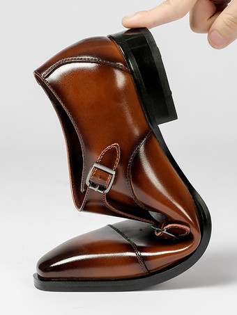 メンズローファー レースアップ プレーントゥ ダブルモンクストラップ レザー 滑り止め ブロックヒール ロートップ プロムシューズ