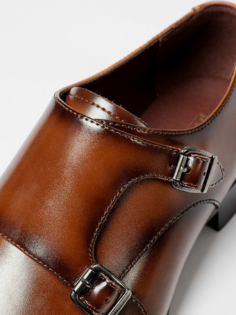 メンズローファー レースアップ プレーントゥ ダブルモンクストラップ レザー 滑り止め ブロックヒール ロートップ プロムシューズ