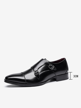 メンズローファー レースアップ プレーントゥ ダブルモンクストラップ レザー 滑り止め ブロックヒール ロートップ プロムシューズ